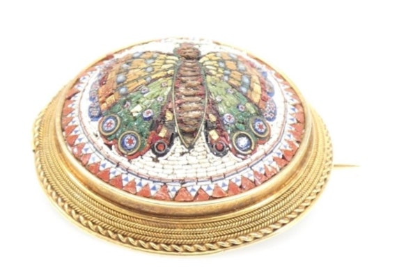 Antique 18K Yellow Gold Victorian Micro Mosaic Bu… - image 3