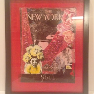 Mixed Media Collage Art, Portrait Painting, Vintage Art, Vintage Photograph, Magazine Art,The New Yorker