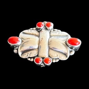 Georg Jensen Denmark Sterling Silber Jugendstil Karneol Tulpen Brosche No. 54