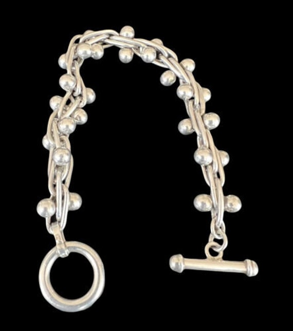 Taxco Mexico Sterling Silver DNA Link Peppercorn Cha Cha