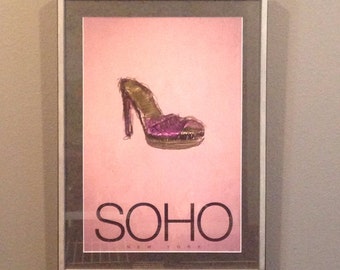 High Heel Wall Art,Soho New York Art,Stiletto poster, shoe art, Fashion art print Pink Fashion print,Fashion poster,limited Edition,Retro