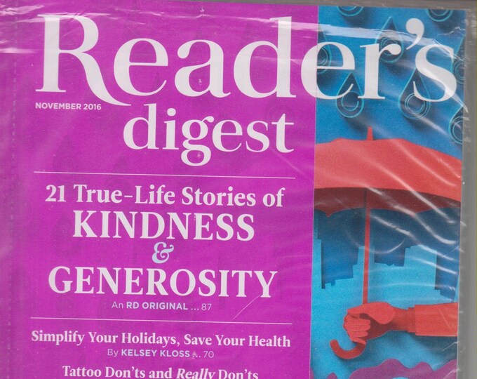 Reader's Digest November 2016 21 True Life Stories of Kindness & Generosity (Magazine: General Interest)