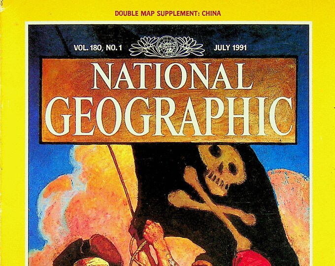 National Geographic and Map July 1991 The Wyeth Family, Arctic Ice, Docklands, The Blitz, China's Youth  (Magazine Nature, Geography) 1991