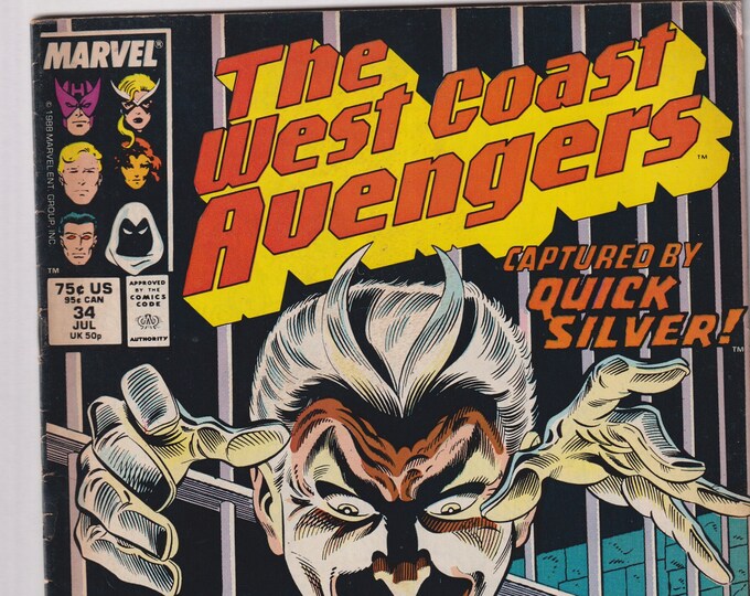 West Coast Avengers Vol 2 No 34 July 1988 Marvel Comic Captured by Quick Silver! (Comic:  Superheroes)