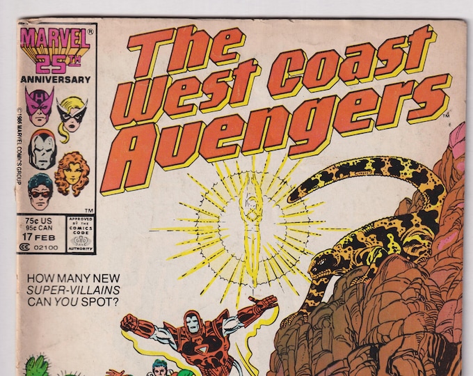 West Coast Avengers Vol 2 No 17 February 1987 Marvel Comic  How Many New Super-Villains Can You Spot?  (Comic:  Superheroes)