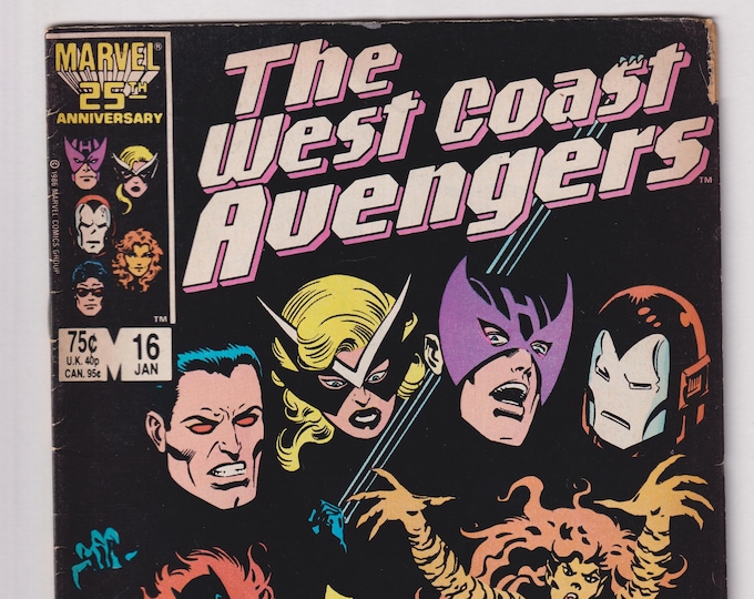 West Coast Avengers Vol 2 No 16 January 1987 Marvel Comic 25th Anniversary A Talle of Two Kitties  (Comic:  Superheroes)