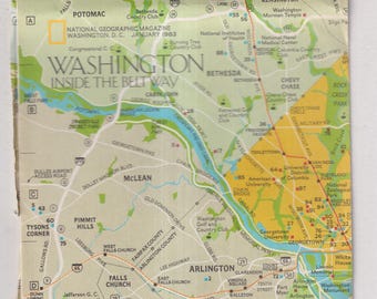 Washington DC Inside the Beltway National Geographic Map January 1983 (Vintage Map)