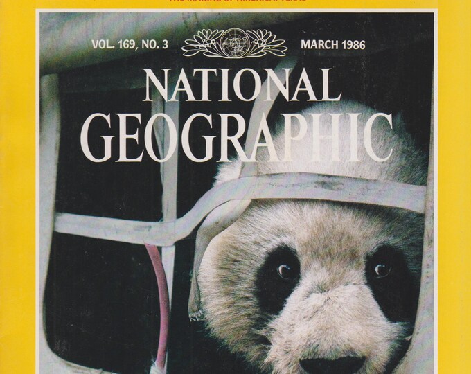 National Geographic (with Map)  March 1986 Secrets of the Giant Panda, San Houston, Fez, Narwhals, Teen-Tom Waterway,  Pennines (Magazine)