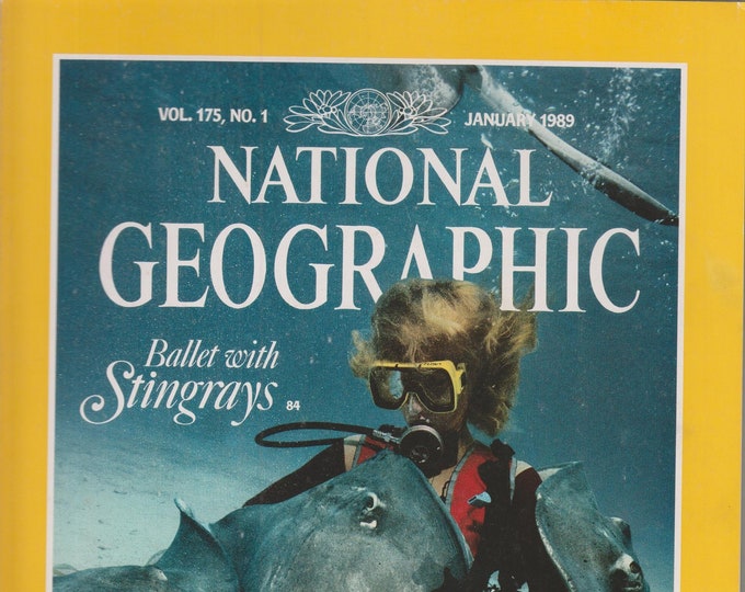 National Geographic January 1989 Stingrays, Cocaine, Sagebrush Country, Indonesia, Rowing To Antarctica (Magazine: Nature, Geography)