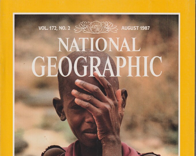 National Geographic August 1987 Africa's Stricken Sahel, Alaskan Moose, Canada's Fur Trading, Indianapolis,  (Magazine: Nature, Geography)