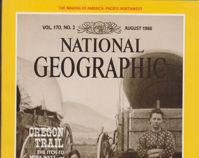 National Geographic and map August 1986 Oregon Trail The Itch To Move West, Uranus, Ulysses, Argentina  (Magazine: Nature, Geography)