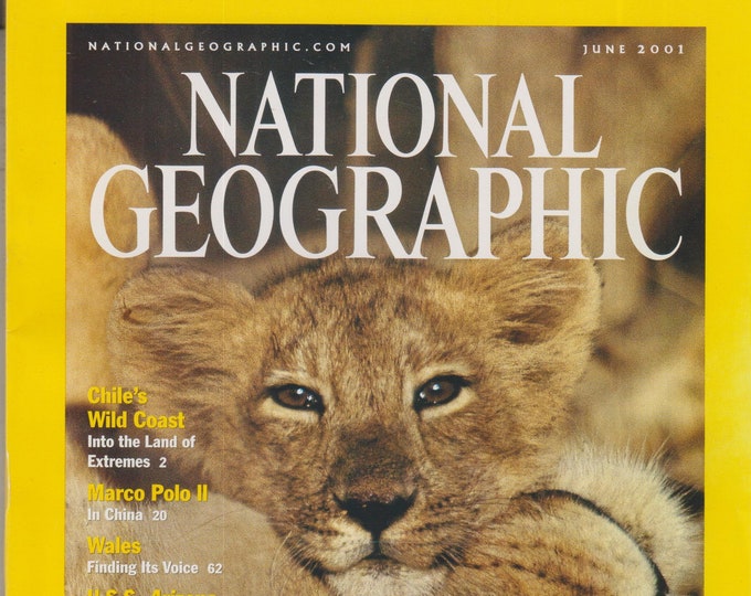 National Geographic June 2001 Asia's Last Lions; Chile's Wild Coast; Marco Polo II; Wales, USS Arizona (Magazine: General Interest, Nature)