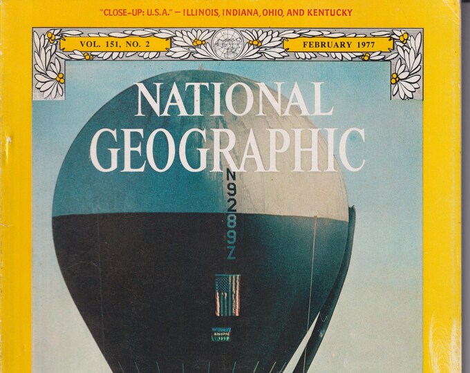 National Geographic February 1977 Longest Manned Balloon Filght, Audubon, Harlem, Rajasthan (Magazine: History, Geography)