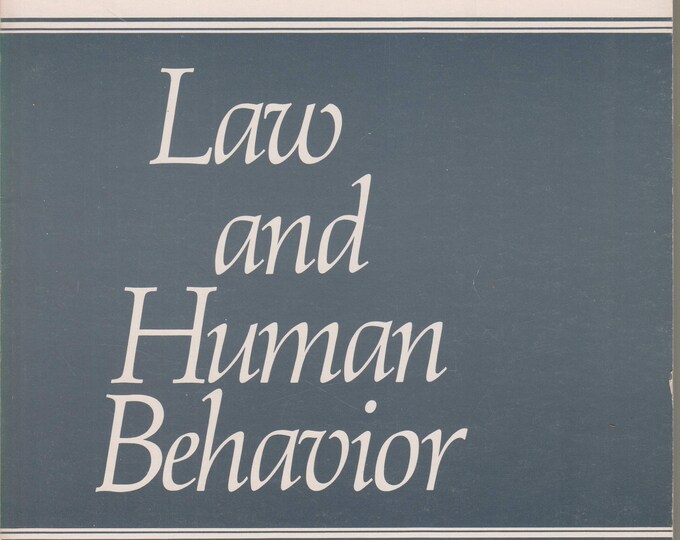 Law and Human Behavior (Volume 1, Number 3)  (Softcover, Psychology, Behavior)  1978