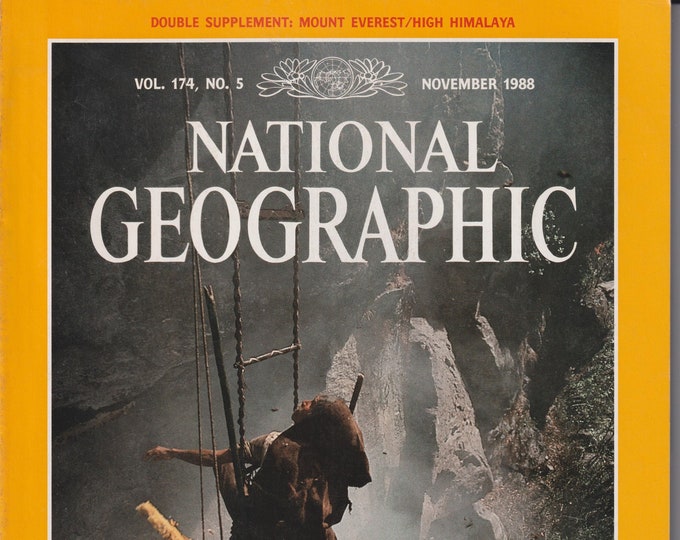 National Geographic (with map)  November 1988 Exploring the Earth; Himalaya, Honey Hunters; Brahmaputra (Magazine: Nature, Geography)