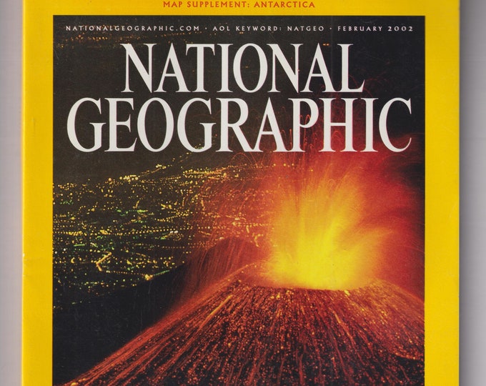 National Geographic & Map February 2002 Etna Ignites, Challenges for Humanity by Jimmy Carter (Magazine: History, Nature, Geography)