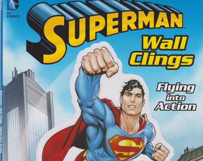 Superman Flying Into Action Wall Clings and Book  (Softcover: Children's, Super Hero, Wall Art)