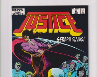New Universe Justice Vol. 1 No. 20 June 1988 Seraph Stalks! Marvel Comics (Comic: Superheroes, Action)