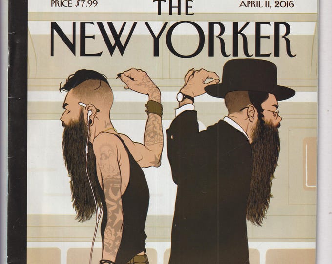 The New Yorker April 11, 2016 Take The L Train Cover, Costs of Caring, Ragmar Kjartansson, Alone in the Alps (Magazine: General Interest)