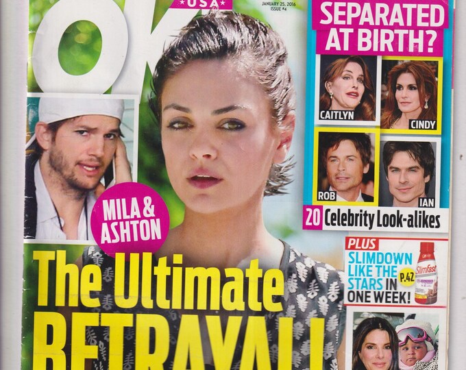 OK! USA January 25, 2016 Mila Kunis, Ashton Kutcher, 20 Celebrity Look-Alikes, Sandra Bullock (Magazine: Celebrity)