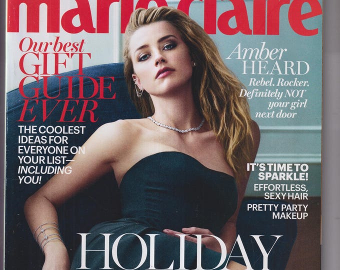 Marie Claire December 2015 Amber Heard, Holiday Style, Time to Sparkle, Best Gift Guide (Magazine: Women, Fashion, Lifestyle)