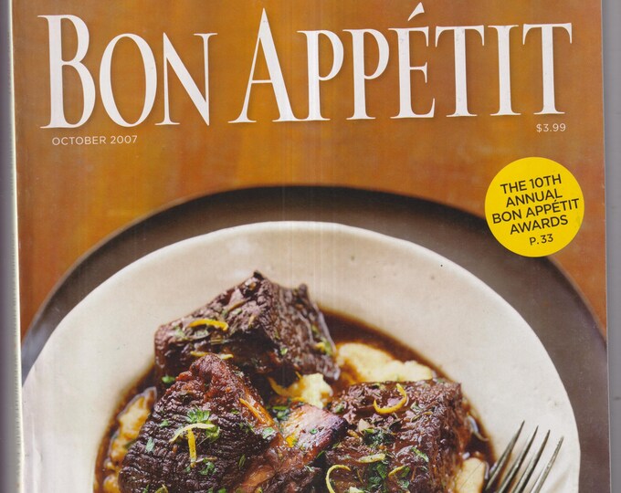 Bon Appetit October 2007 Cabernet Braised Short Ribs, Weeknights Made Easy, Fall Desserts (Magazine: Cooking, Recipes)
