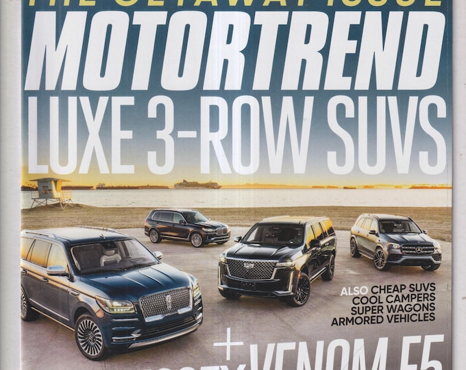 MotorTrend  April 2021 The Getaway Issue, 3-Row SUVs, Hennessey Venom F5,  (Magazine: Automotive, Cars)