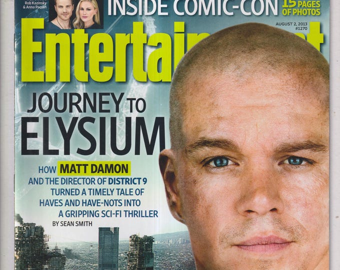 Entertainment Weekly August 2, 2013 Journey to Elysium, Matt Damon, Inside Comic-Con (Magazine: Movies, TV)