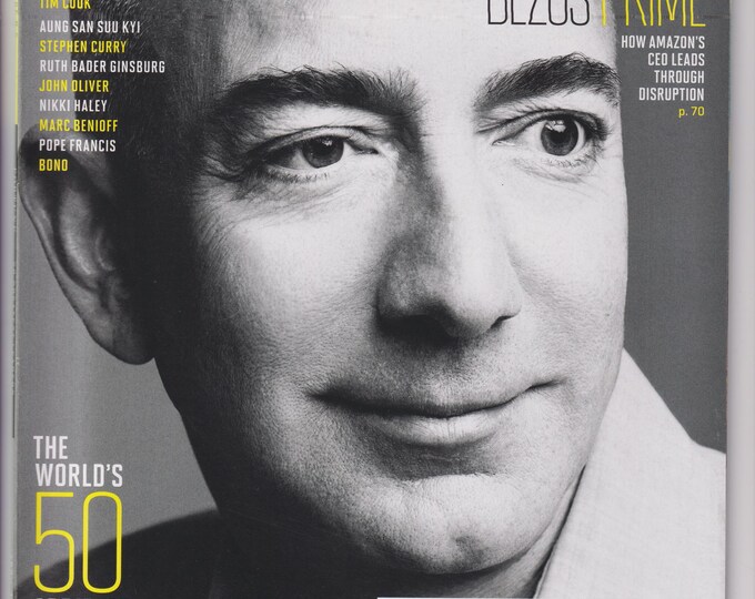 Fortune April 1, 2016 Jeff Bezos The World's 50 Greatest Leaders. Bono, Ruth Bader Ginsburg, Tim Cook (Magazine: Business, Economics)