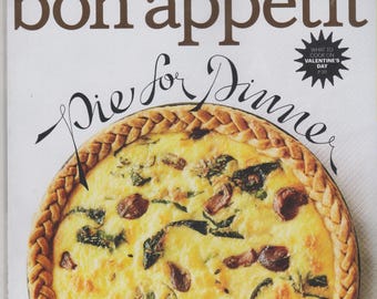 Bon Appetit February 2015 Pie For Dinner, Food Lover's Guide To The Super Bowl, Valentine's Day (Magazine:  Cooking, Recipes)