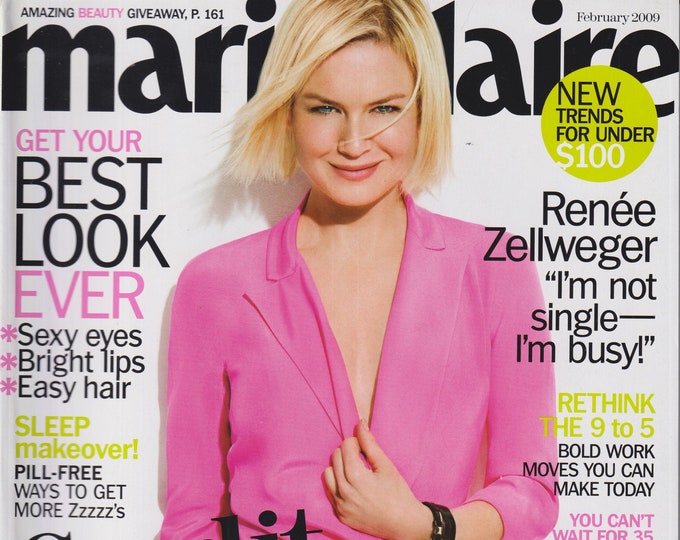 Marie Claire  February 2009 Renee Zellweger "I'm not single - I'm busy!"  (Magazine, Women's, Fashion)