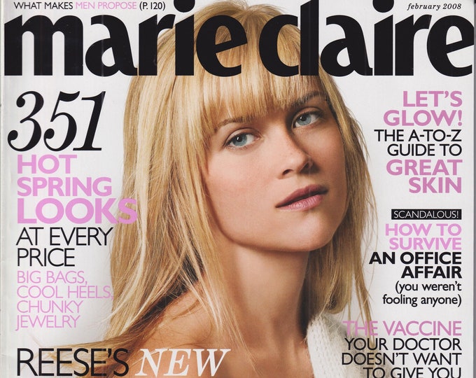 Marie Claire February 2008 Reese Witherspoon's New Passion  (Magazine, Women's, Fashion)