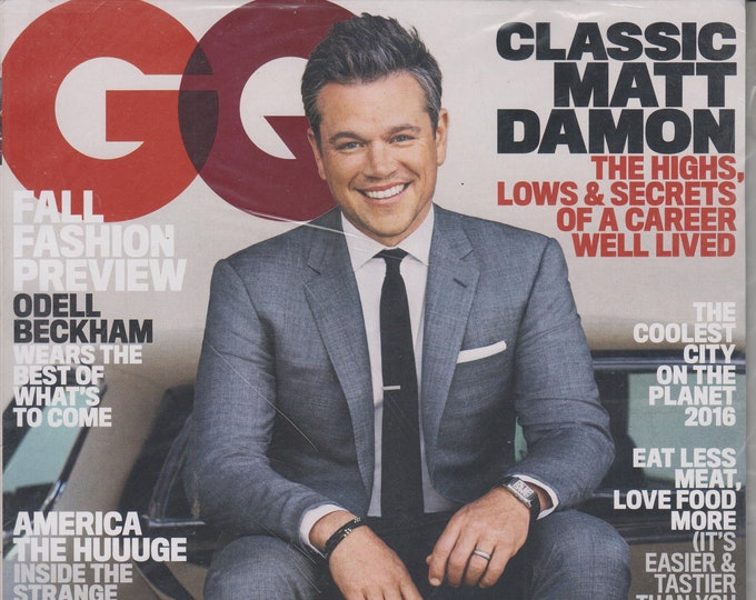 GQ August  2016 Classic Matt Damon - The Highs, Lows, & Secrets of a Career Well Lived (Magazine: Men's Interest)