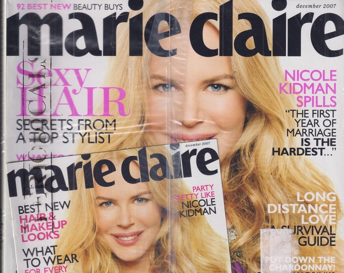 Marie Claire December 2007 Nicole Kidman Spills - First Year of Marriage is the Hardest  (Magazine, Women's, Fashion)