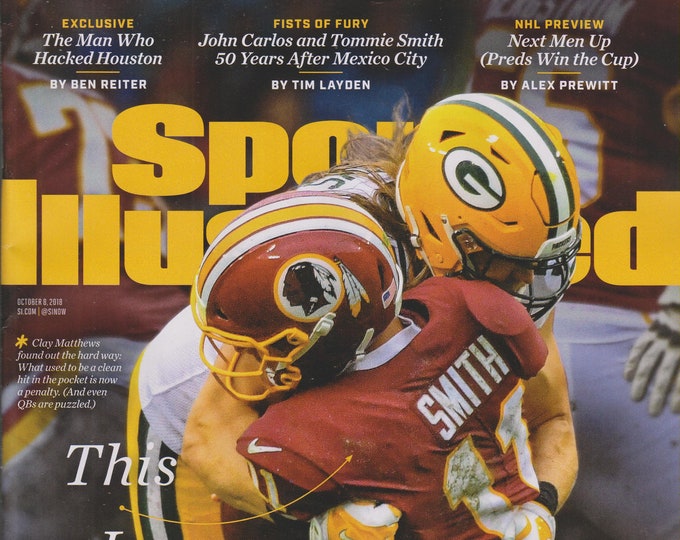 Sports Illustrated October 8, 2018 Green Bay Packers linebacker Clay Matthews sacking Washington quarterback Alex Smith Cover