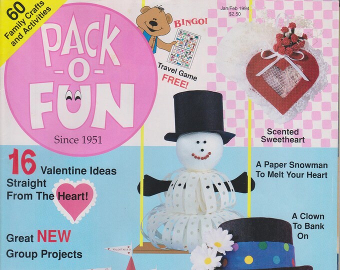 Pack-O-Fun January February 1994 16 Valentine Ideas, 60 Family Crafts and Activities  (Magazine: Children's, Crafts)