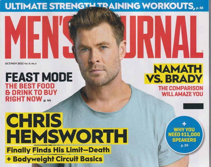 Men's Journal October November 2022 Chris Hemsworth, Formula 1, Namath vs. Brady, Ultimate Strength Training Workouts (Magazine: Men's)