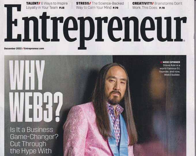Entrepreneur December 2022 Why Web3? Steve Aoki Web3 Builder (Magazine: Business)