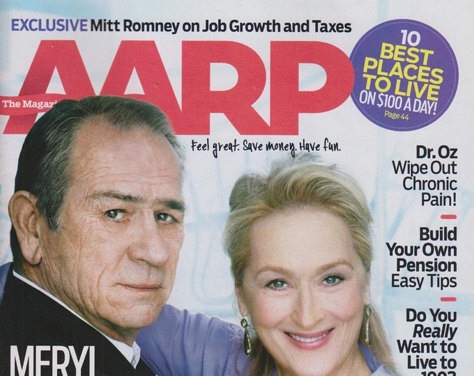AARP August September 2012 Meryl Streep and Tommy Lee Jones, Mitt Romney, Dr. Oz, Your Pension  (Magazine: General Interest)