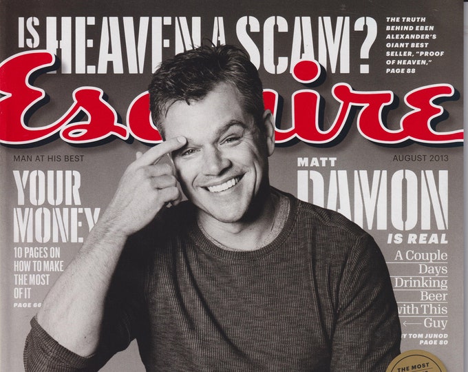 Esquire August 2013 Matt Damon is Real (Magazine: Men's, General Interest)