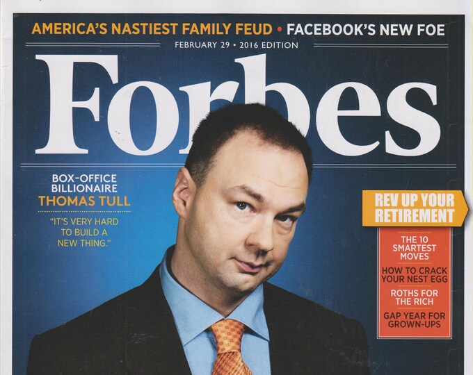 Forbes February 29, 2016 Box Office Billionaire Thomas Tull, Facebook (Magazine: Business, Finance)