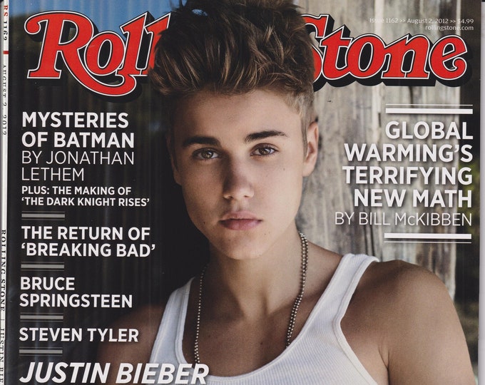 Rolling Stone August 2, 2012 Justin Bieber,  Bruce Springsteen, Steven Tyler (Magazine: Music, Commentary)
