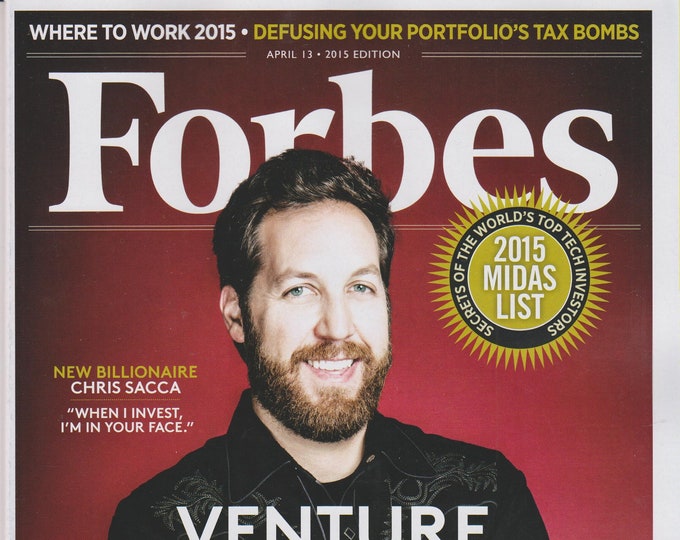Forbes April 13, 2015 Chris Sacca Venture Cowboy, 2015 Midas List (Magazine:  Business, Finance)