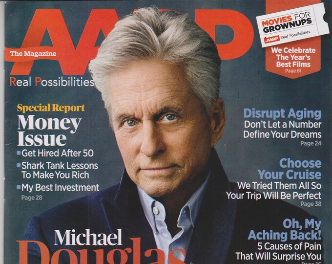 AARP  February March 2016 Michael Douglas, Disrupt Aging, Aching Back, Neil Young, Joan Allen, Jeremy Irons(Magazine: General Interest)