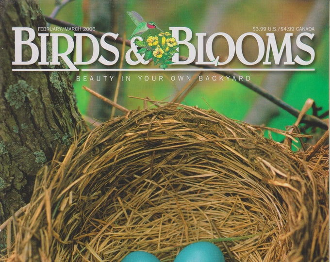 Birds & Blooms February/March 2006 Robin Eggs cover (Magazine: Birds, Garden)