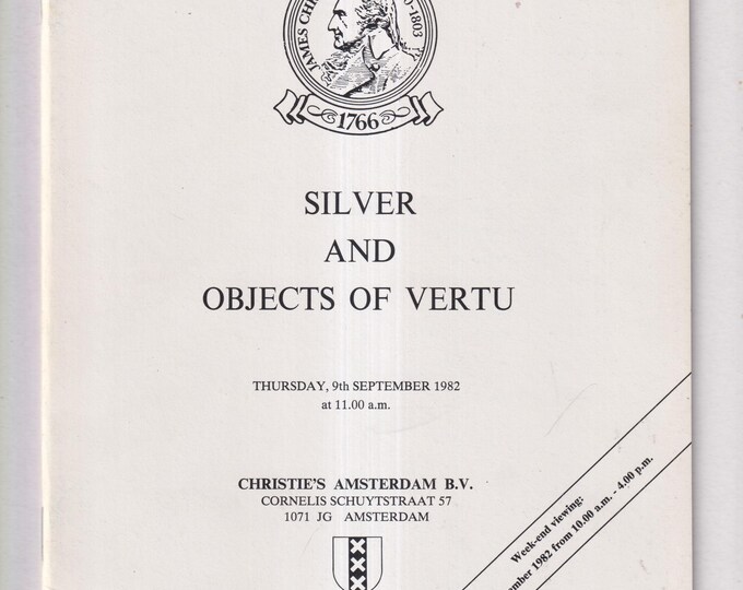 Christie's Amsterdam Silver and Object of Vertu September 9, 1982  (Staple Bound: Antiques, Collectibles)