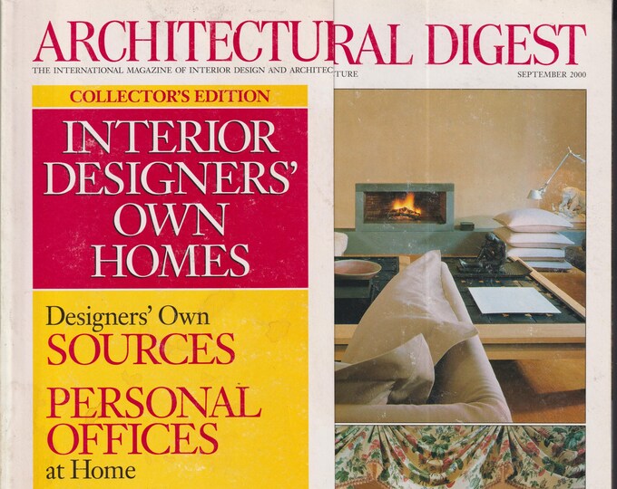 Architectural Digest September 2000 Interior Designers' Own Homes Collector's Edition (Magazine: Interior Design)