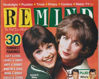 ReMIND March 2021 Laverne & Shirley Classic Comedy Duos  (Magazine: Nostalgia, Puzzles)