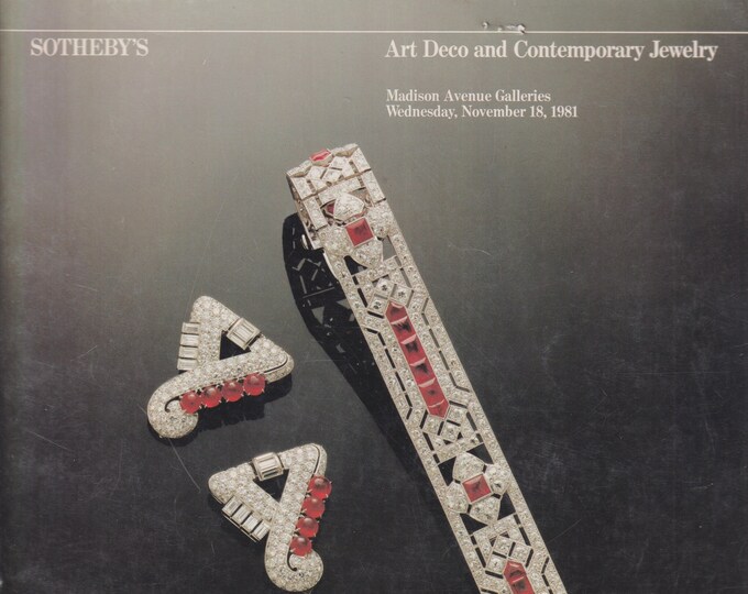 Sotheby's Art Deco and Contemporary Jewlry Madison Ave Galleries November 18, 1981 (Trade Paperback:  Antiques)