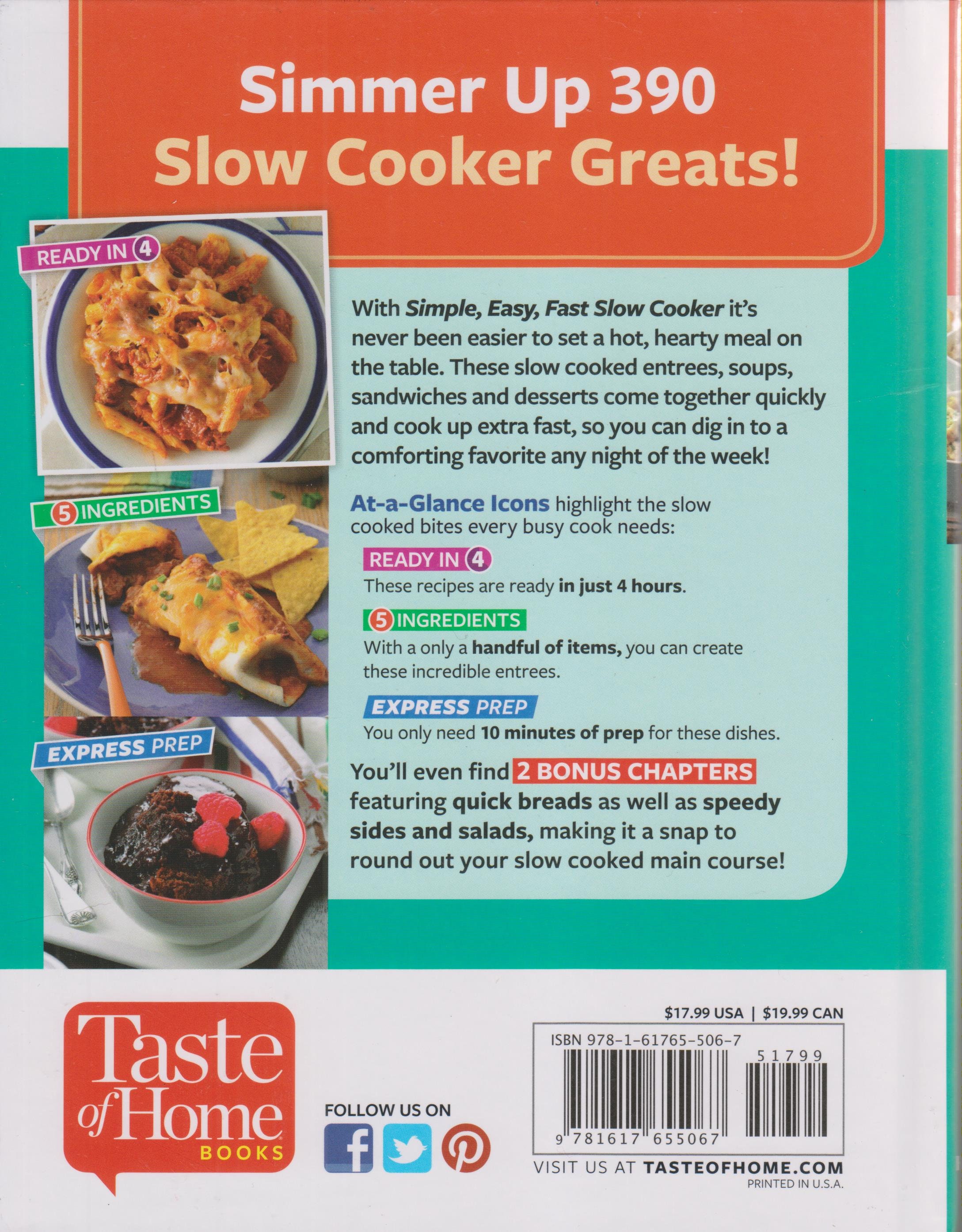 Taste of Home Simple, Easy, Fast Slow Cooker (Hardcover: Cooking